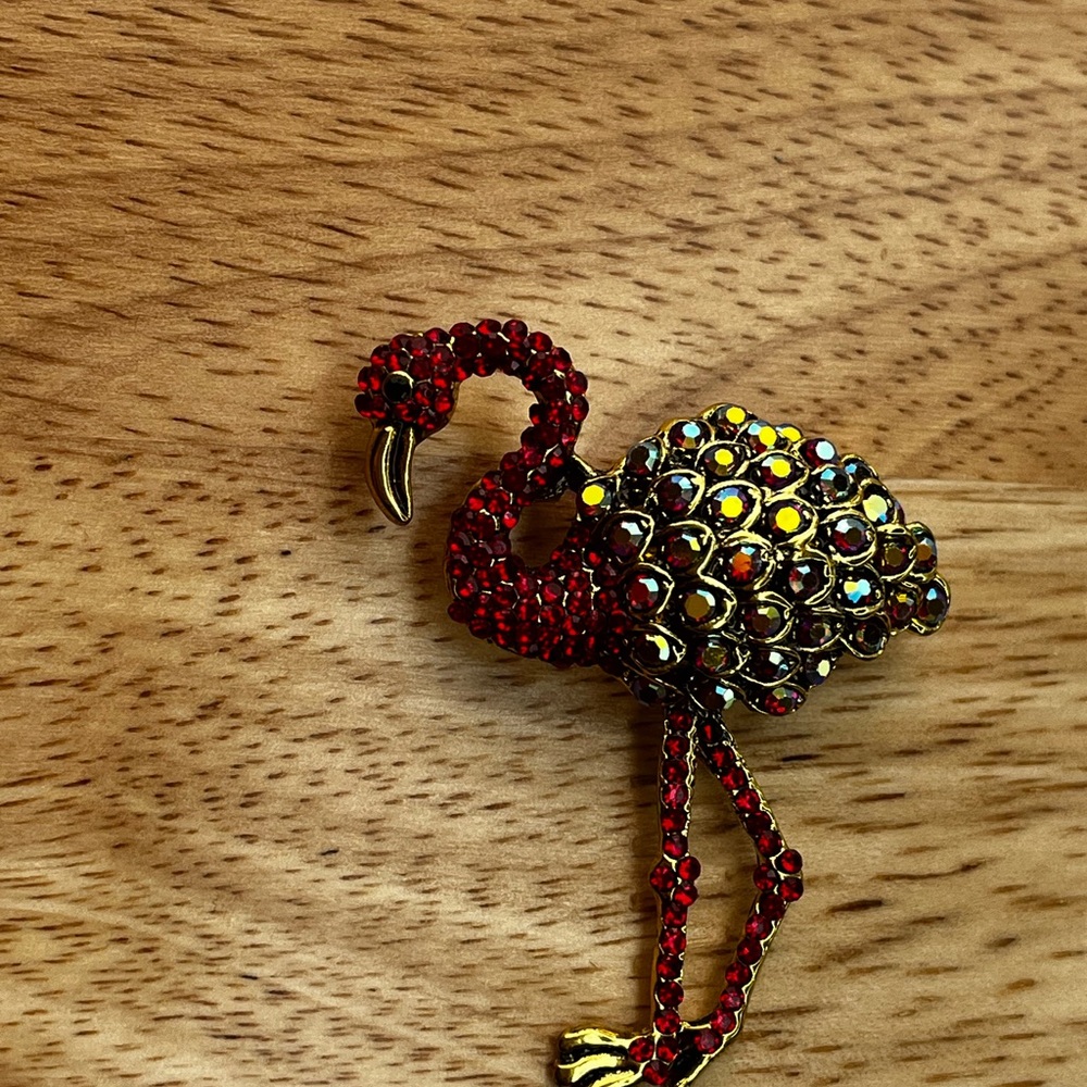 Red and Gold Flamingo Brooch